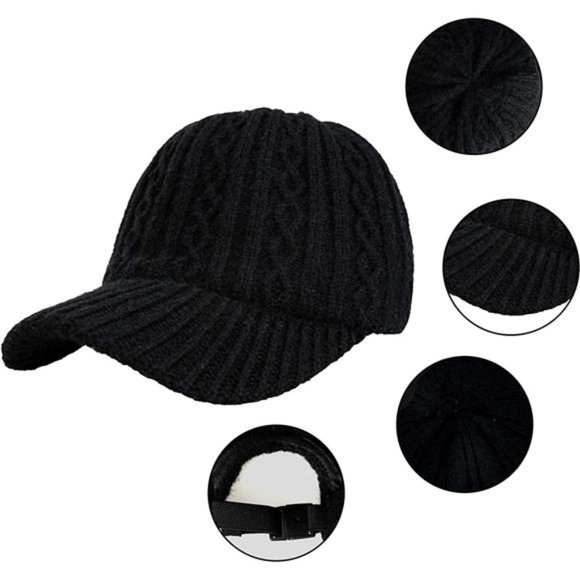 DudWocy Women Winter Wool Knitted Visor Beanie Hat Warm Newsboy Cap main image 5